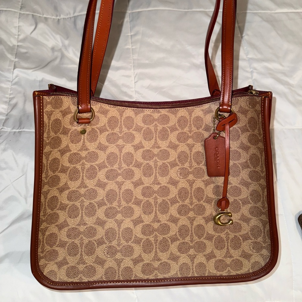 Coach Brown and Tan Signature Tote
